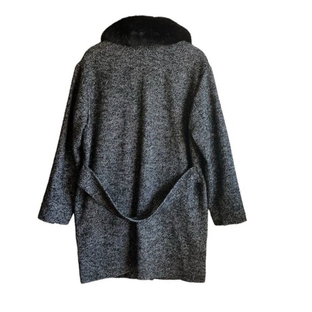 NWT Levi’s Mari Coat XL Chunky Twill Salt And Pepper Black Faux Fur - Picture 6 of 15